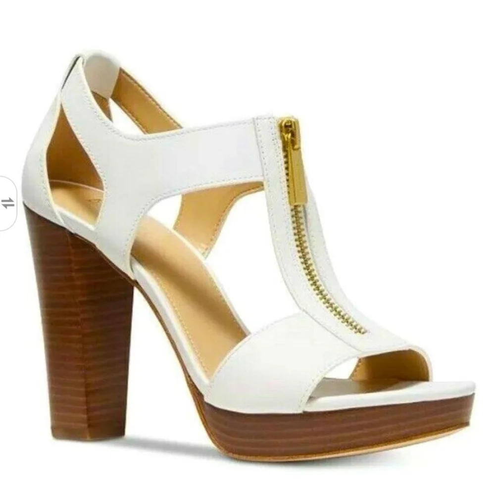 Michael Kors Berkley T-Strap Stacked Heel Size 10